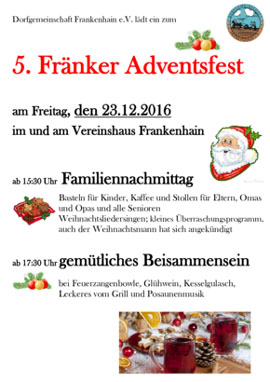 Fränker Adventsfest in Frankenhain